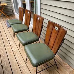 Set of 4 Vintage Paul McCobb Style Wood Slat Dining Chairs