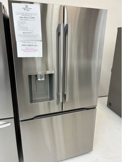 FREE DROP OFF within 20 Miles 🚌 SCHOOLS OUT SAVINGS ARE IN 😎 SAVE $1900 on a 24 Cu Ft Counter Depth 3 Door French Door Refrigerator