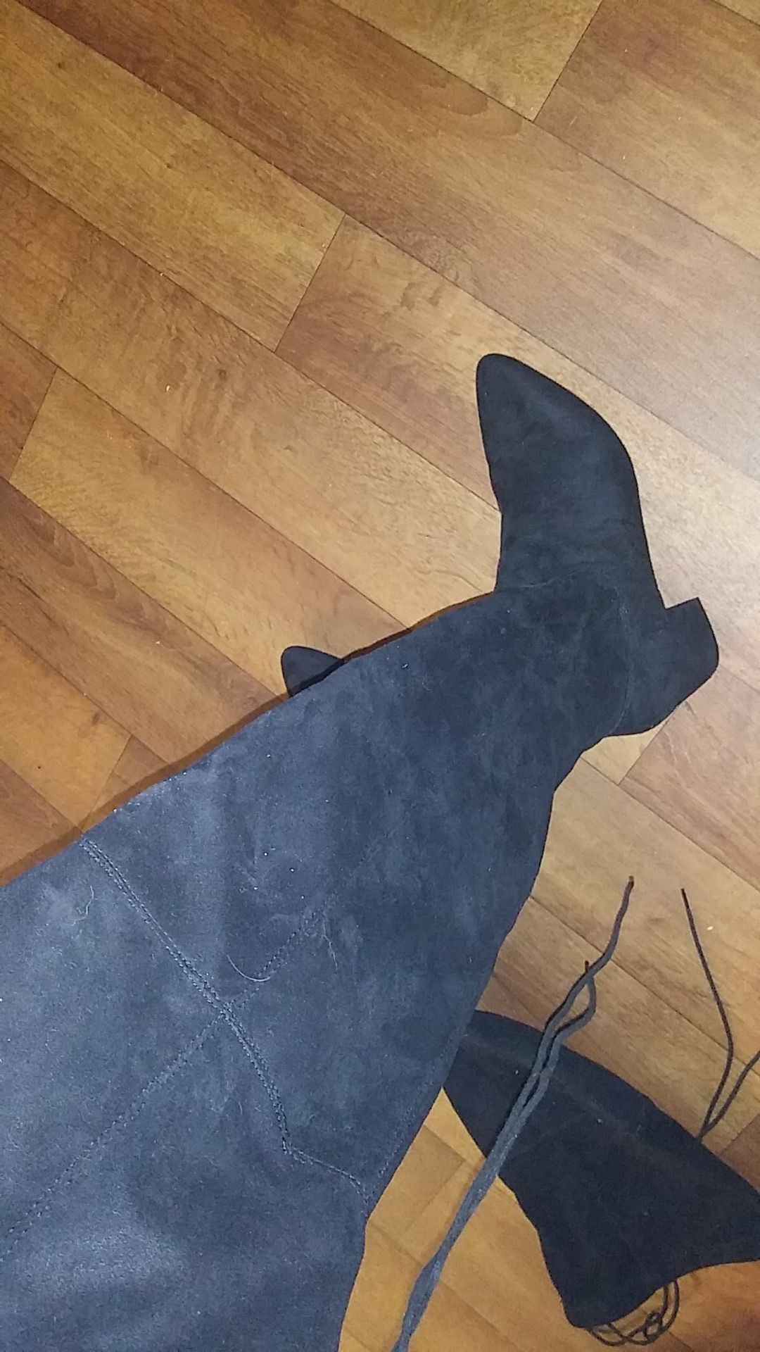 Black suede knee length boots