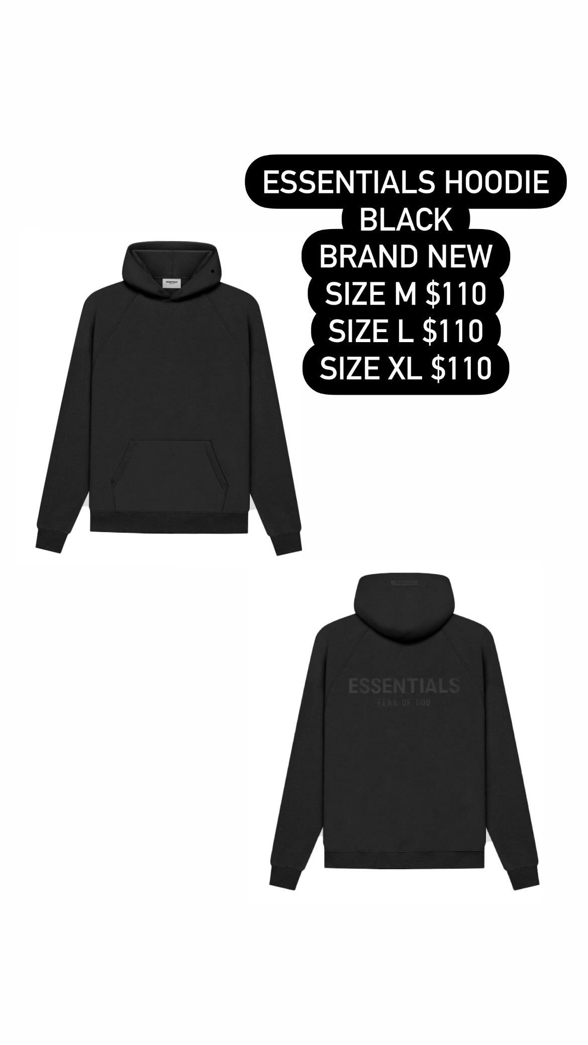 ESSENTIALS HOODIE BLACK