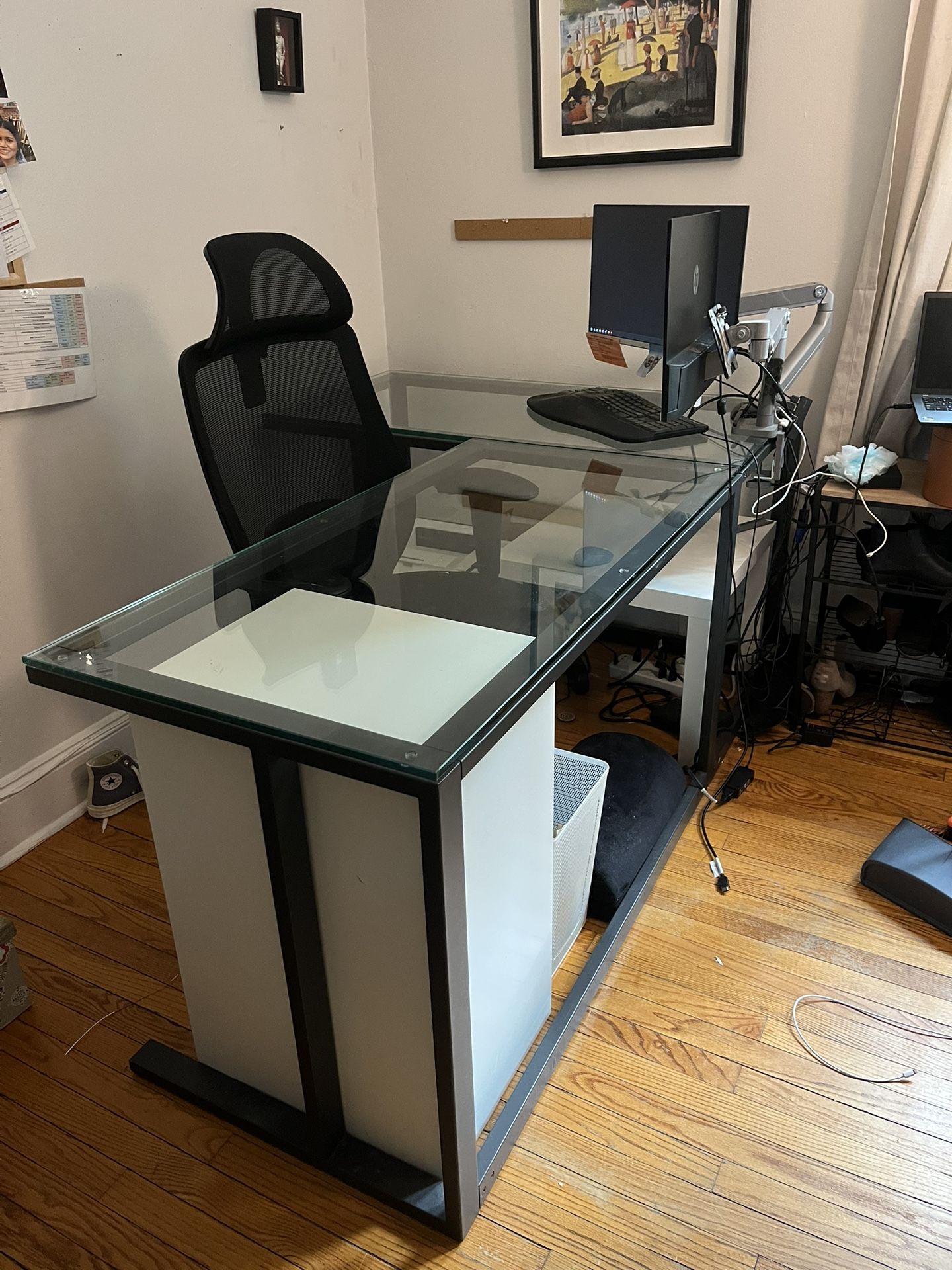 Glass L-Shape Desk