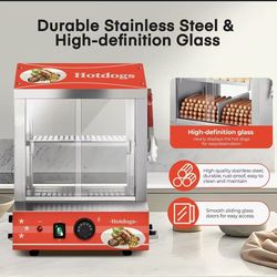 Hot Dog Steamer 28.5qt, 2-tier Hot Dog Machine With Bun Warmer, 175 Hot Dogs & 40 Buns Capacity, Electric Hot Dog Bun Warmer With Visible Glass Slidin