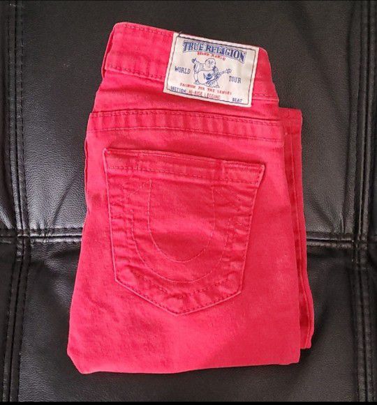 Womens Red True Religion High Rise Jeans
