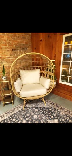 Bohemian Style Catalina Egg Chair with Rattan Style Weaving