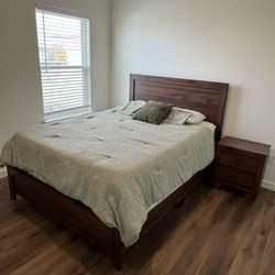 Queen Bedroom Set – Bed Frame + Mattress + Base + Nightstand