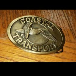 Vintage Coastal Transport Trucking Solid Pewter Belt Buckle - Seagull Logo USA