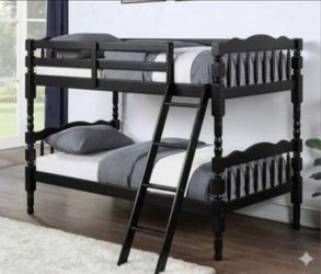 Wood twin over twin bunk bed