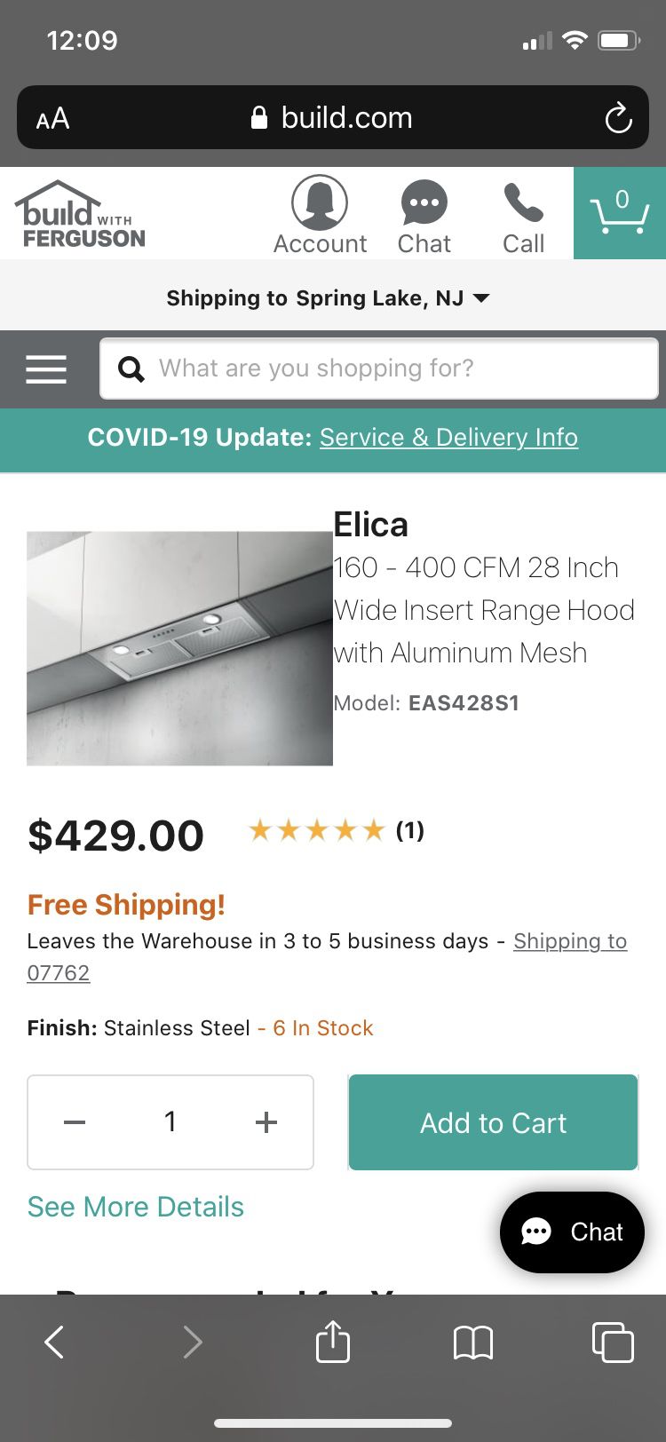Elica 28” Kitchen Hood
