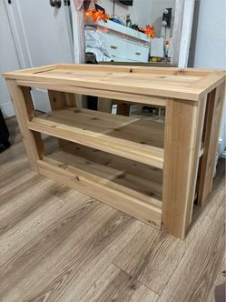 Handmade Wood Stand with Shelves