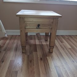 Solid Oak Wood Coffee Table & Two End Tables 