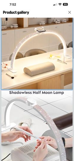UBeesize 29" Foldable Half Moon Nail Lamp with Phone Holder, CRI95, 4700LM Nail Lighting with 3000K-6500K Color Temperature, Desk Light with Crystal D