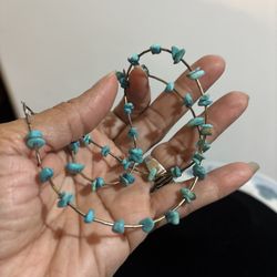 Unmarked Sterling Chipped Stone Necklace