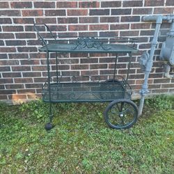 Wrought Iron Wine Cart Antique 150