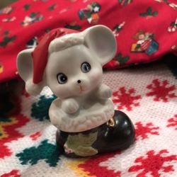 Vintage Christmas Mouse Ornament "HOMCO"Ceramic