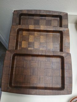 Vintage Weavewood SWANSON  Walnut TV Trays 13.25" x 8..25" *20.00* Mid Century Kitchen Dining