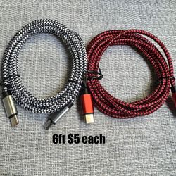$5 each USB C to USB C Charging Cable, Nylon Braided   6.6 FT Type C Fast Charging Cord Compatible for iPhone 15 16/Pro/Pro Max/Plus, iPad Pro, Air5