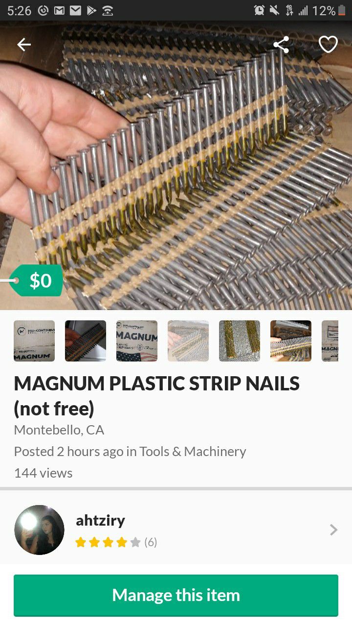 Magnum plastic strip nails (not free)