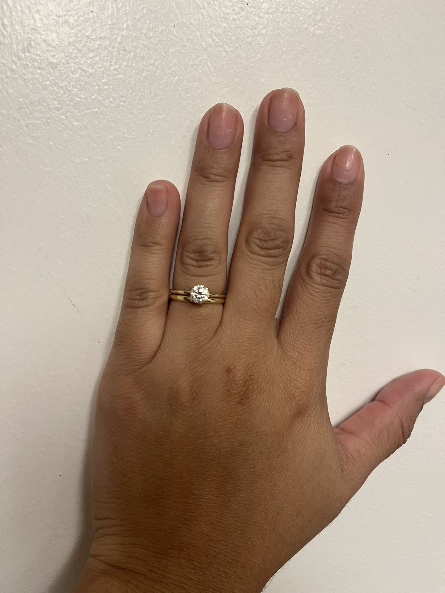 Gold Solitaire + Gold Wedding Band