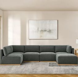 HENREDON MURPHY FABRIC MODULAR SECTIONAL WITH OTTOMAN