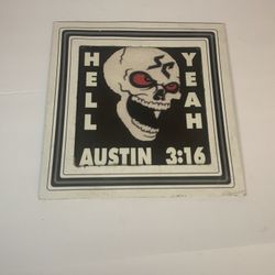 Vintage 8x8 WWF Stone Cold Steve Austin Vintage Carnival Mirror  prize “Austin 316 Hell Yeah” 