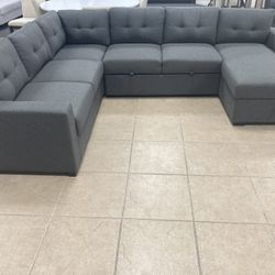 Extra Large Dark Gray Sectional Sleeper With Storage $999
