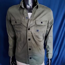 Hollister Shirt Jacket Men’s Small Olive Green Utility Button Front NWT

