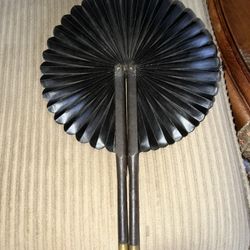 Antique Cockade Victorian Mourning Fan - Functional