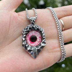 Cool Mens Fashion Evil Eye Biker on Sale Pendant Necklace Stainless Steel