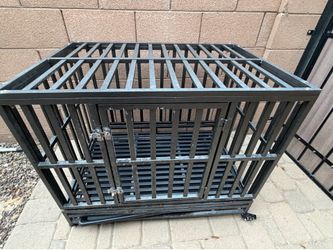 Heavy Duty Double Door Lockable Wheel Metal Dog Crate
