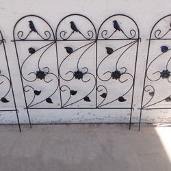 Six Short Metal Garden Bird Fence Panels - $40
