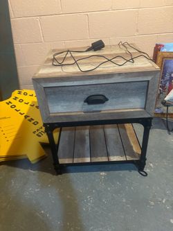 Industrial Wood and Metal Nightstand