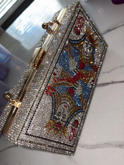 Queen card studded purse