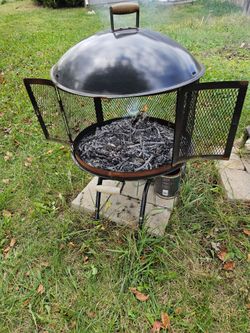 Outdoor Metal Fire Pit with Dome Lid