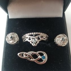 Sterling Silver With Blue Diamonds