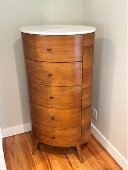West Elm Penelope Narrow 5-Drawer Dresser with Marble Top
