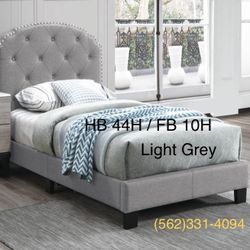 New Twin Size Gray Bed W/New Mattress 