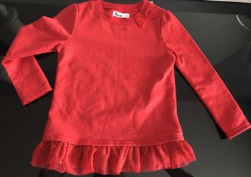 Epic Threads Girls Red Gold Polka Dots With A Bow Long Sleeve Tunic Top Sz 4T