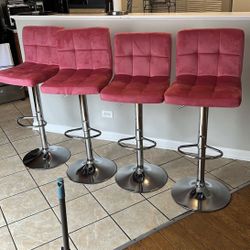 Pink Bar Stools Set Of (4)