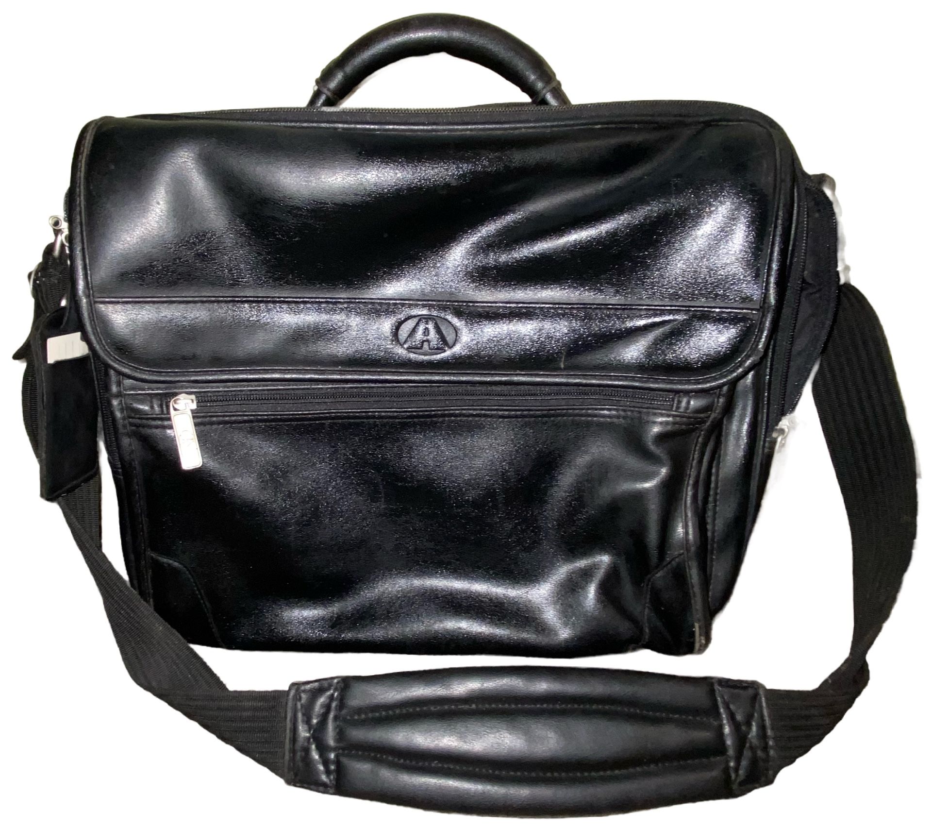 Vintage Avenues America Black Leather Laptop Bag Briefcase