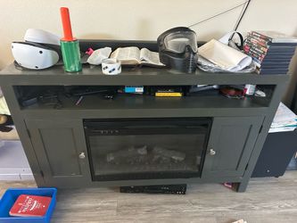 Dark Gray Entertainment Center with Fireplace