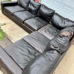 Dark Brown Leather Sectional Sofa Free Delivery