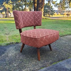 Mid Century Modern Pink Swivel Chair Vintage 