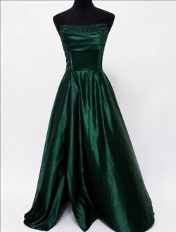 Emerald Green Strapless A-Line Satin Prom/Pageant Gown