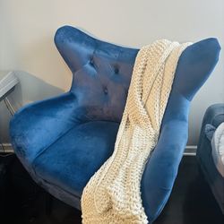 Blue Suede Arm Chair – Modern & Comfortable – $80 