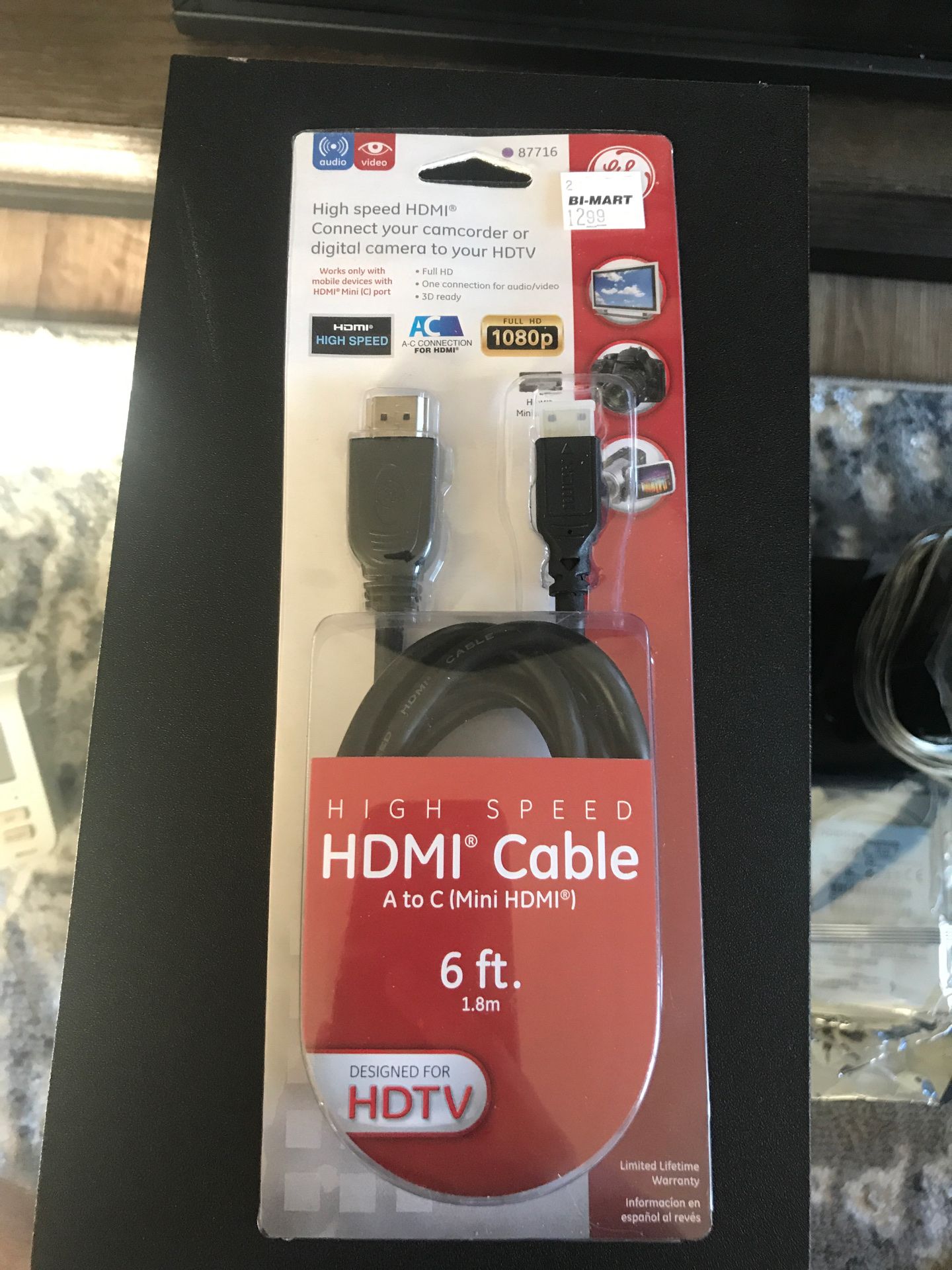 GE HDMI Cable Mini HDMI 6ft.