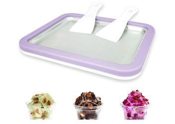 Rolled Ice Cream Maker Instant Ice Cream Maker, Lavender 2 Spatulas, Frozen Yoghurt Plate, Homemade DIY for Fun Parent-Child Activities Families, Inst
