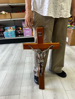 25inches Wood Cross Standing for Outdoor, Extra Large Wall Cross Jesus Christ Catholic Crafted Supplies He Is Risen Ornaments for Easter Wedding Commu