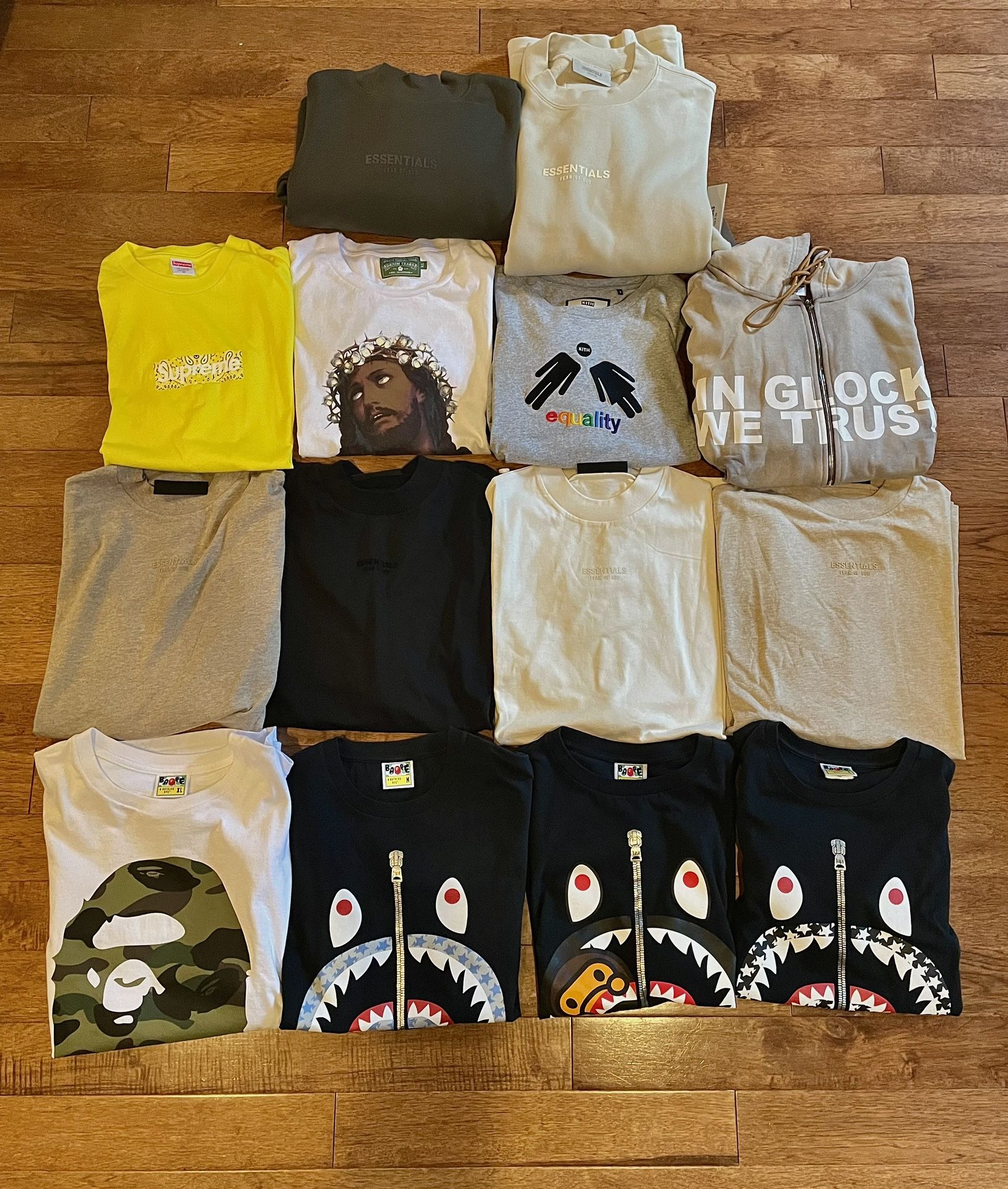 New & Lightly used Bape Supreme Denim tears Essentials