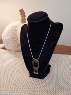 Silver tone Geometric black Pendant Necklace