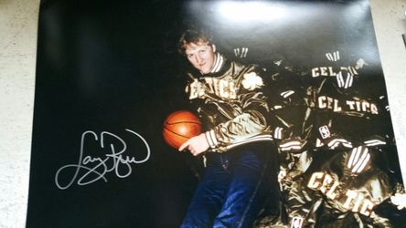 SIGNED BOSTON CELTICS LEGEND LARRY BIRD 16" × 20" JSA